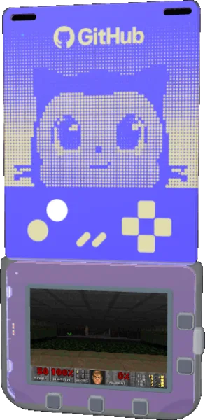 GitHub badge with DOOM running on its screen